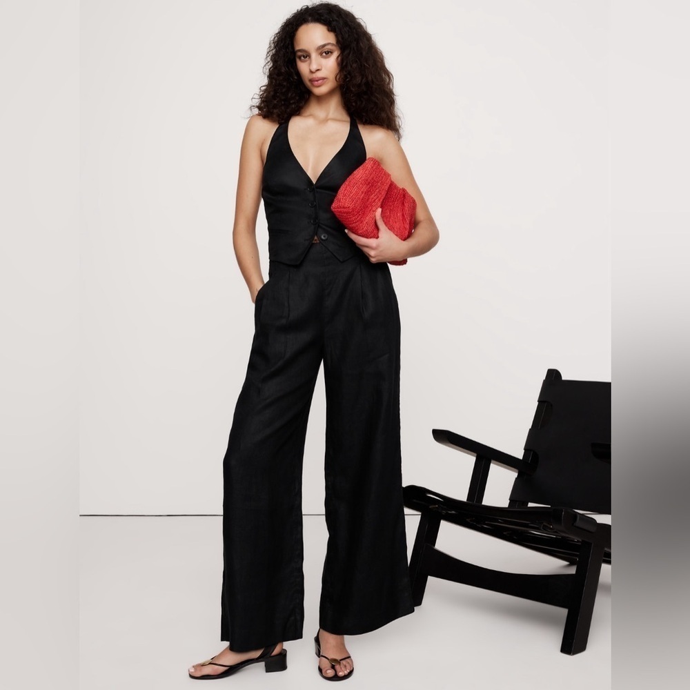 NEW! Banana Republic High-Rise Linen Wide-Leg Pant - 713500 🖥️8️⃣